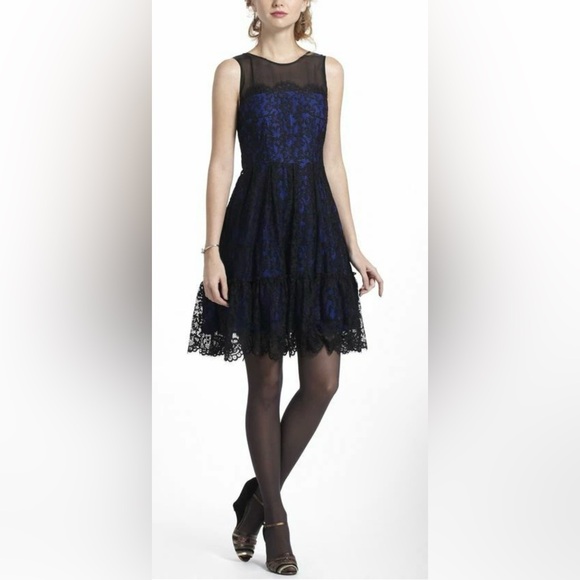 Moulinette Soeurs Dresses & Skirts - Anthropologie Moulinette Soeurs Sapphire Blue and Black Lace Dress Size 6